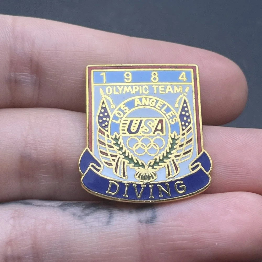 Vintage 1984 Los Angeles Olympics Team USA Diving Event Lapel‎ Hat Pin